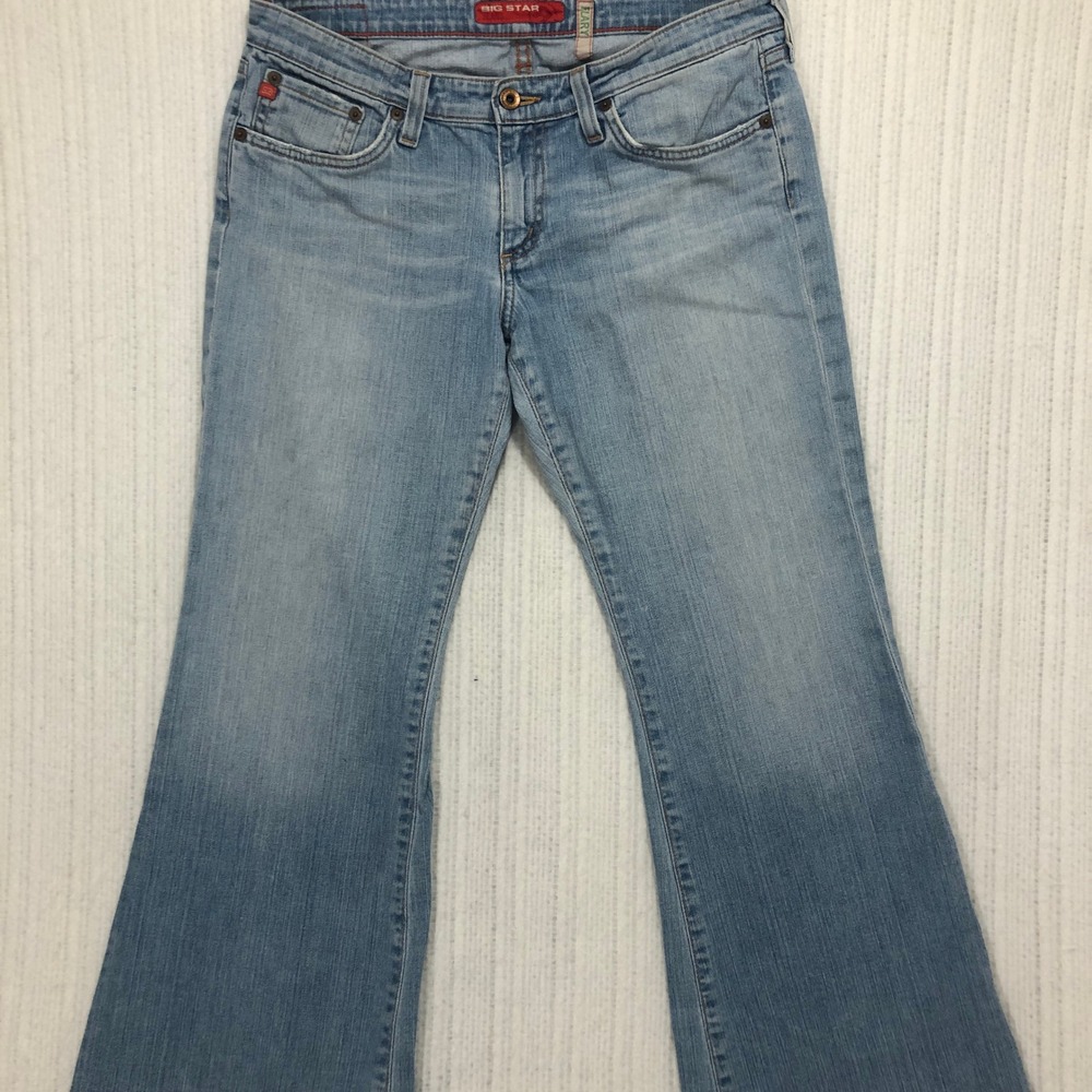Big Star Klary Flare Jeans Womens 31S Light Wash Low Rise Wide Leg Made in USA‎